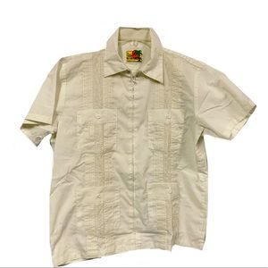 Cuban Guayabera Front Zip Shirt Size Large